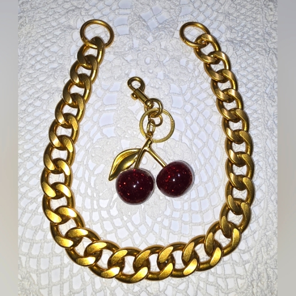 Brass Cherry Key/Bag Charm Set